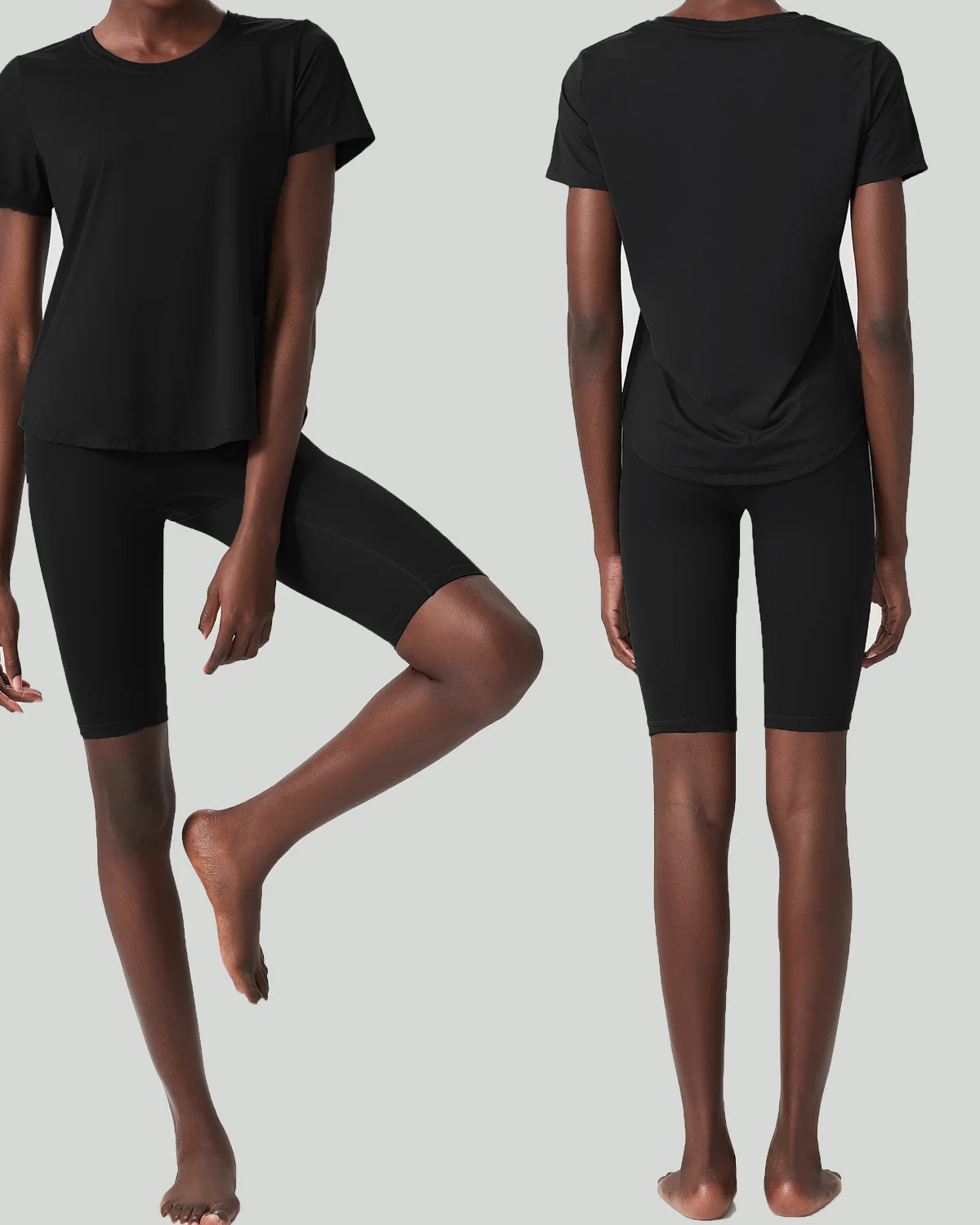 Women's Cut-and-Sew Yoga Set NS266 in Black