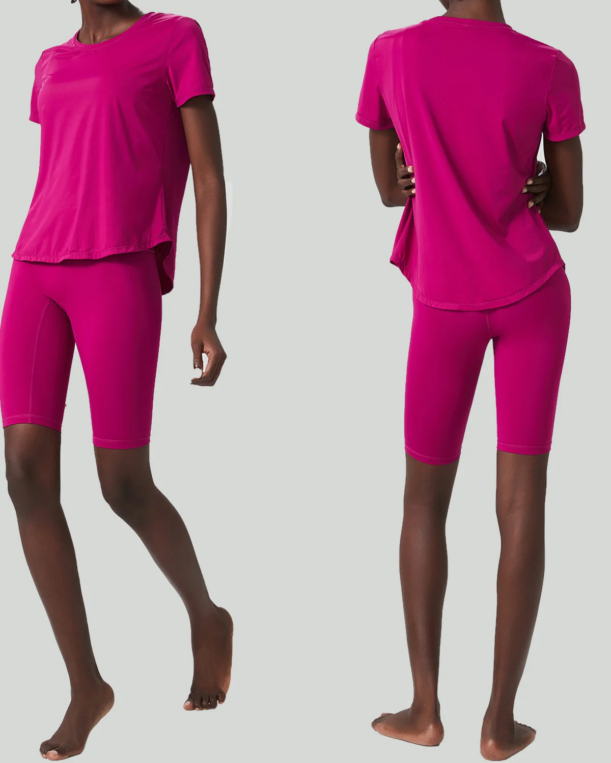Women's Cut-and-Sew Yoga Set NS266 in Vintage Ruby Fuchsia