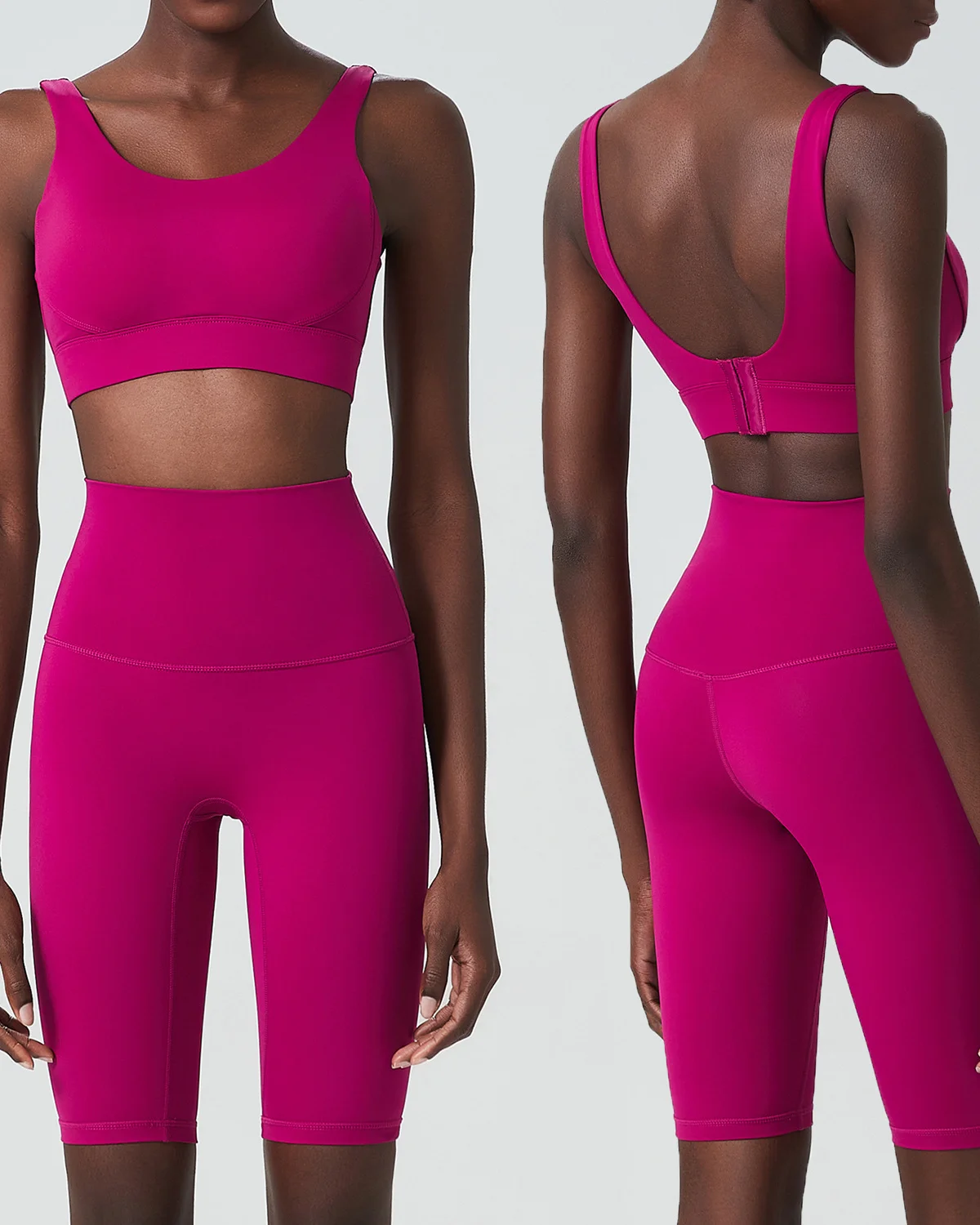 Women's Cut-and-Sew Yoga Set NS267 in Vintage Garnet Fuchsia