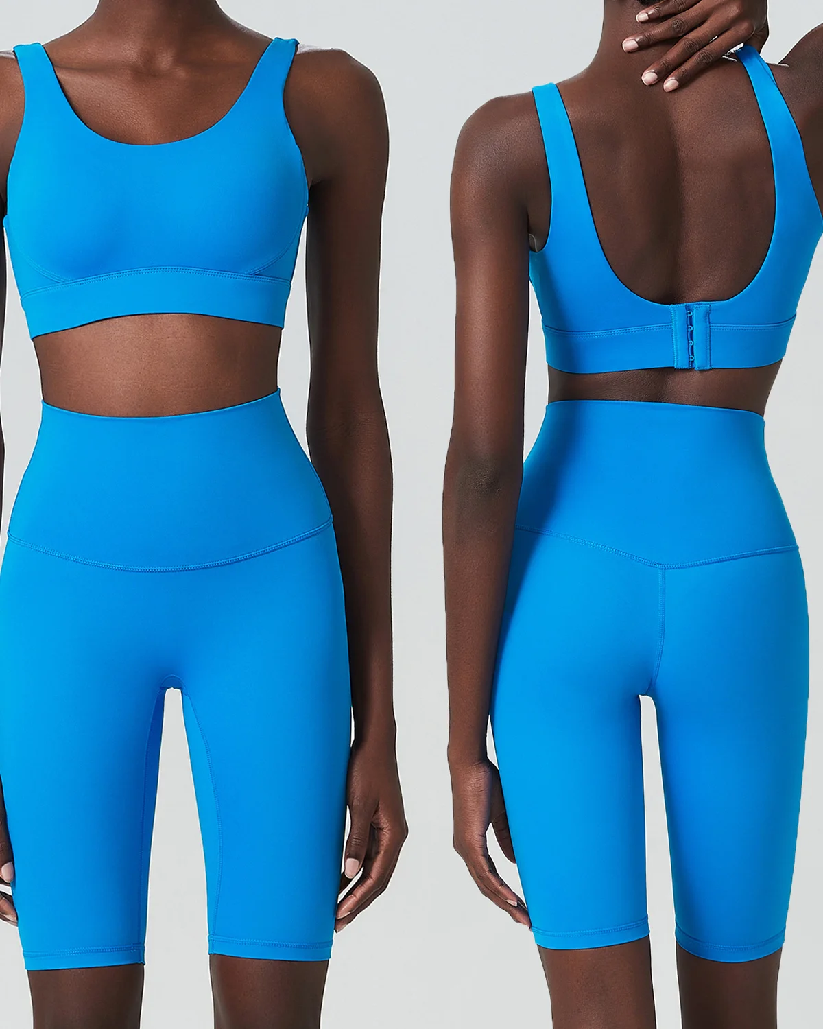 Women's Cut-and-Sew Yoga Set NS267 in Blue
