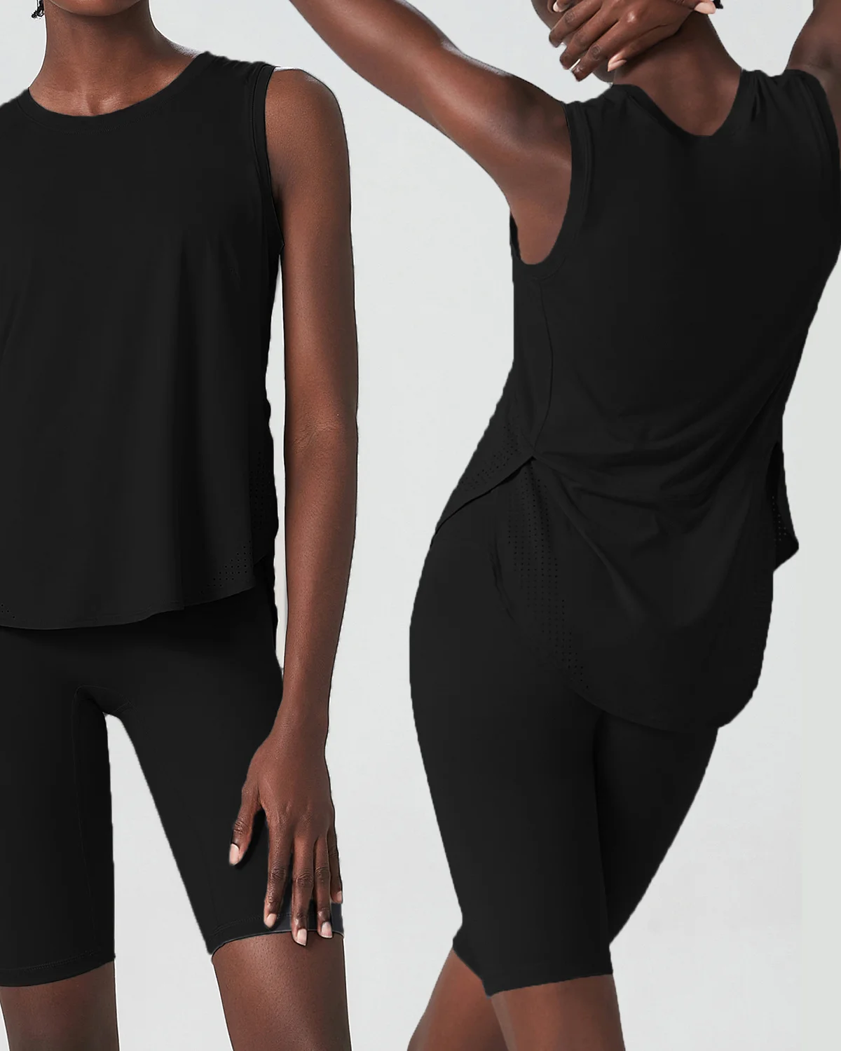 Women's Cut-and-Sew Yoga Set NS268 in Black