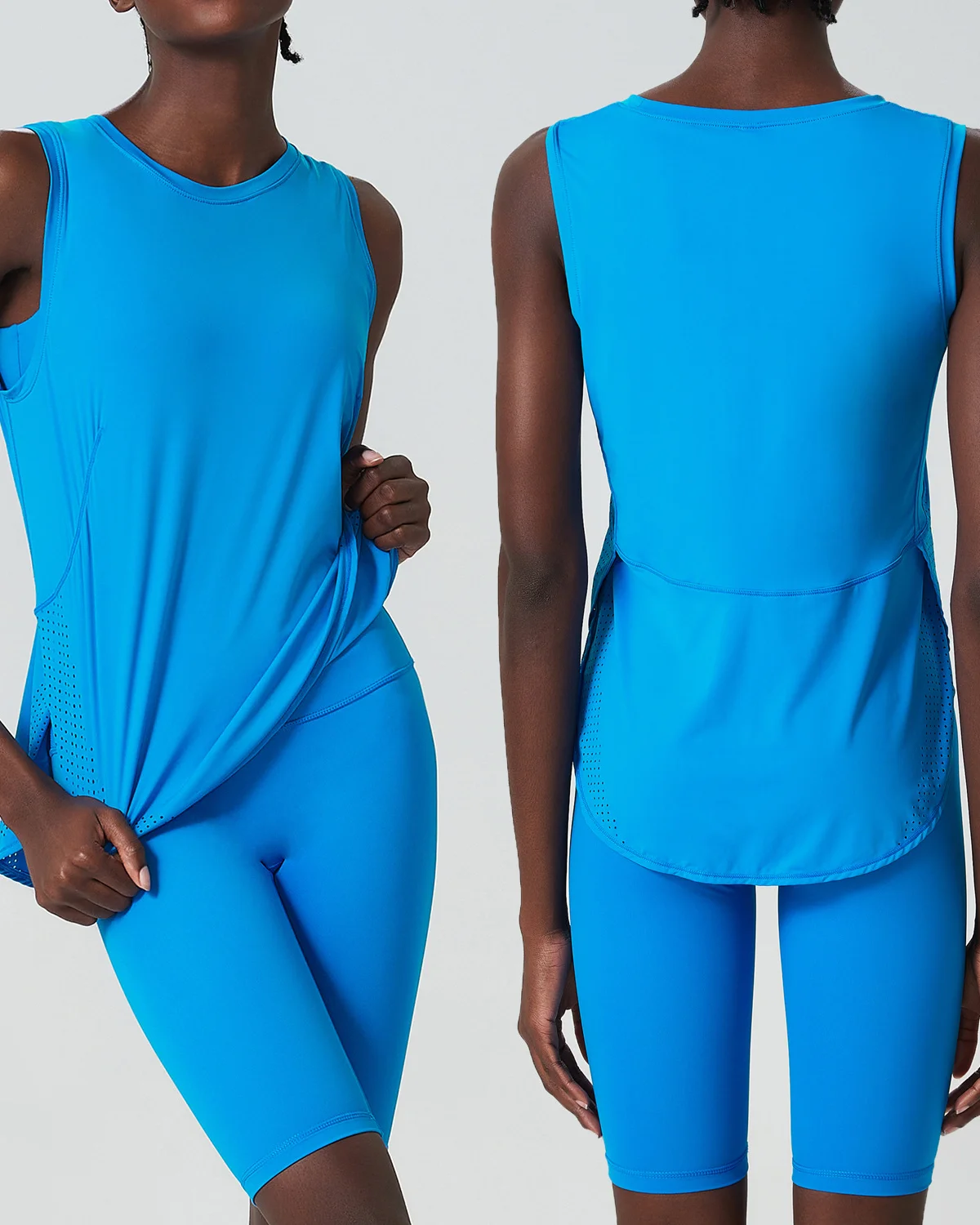 Women's Cut-and-Sew Yoga Set NS268 in Blue