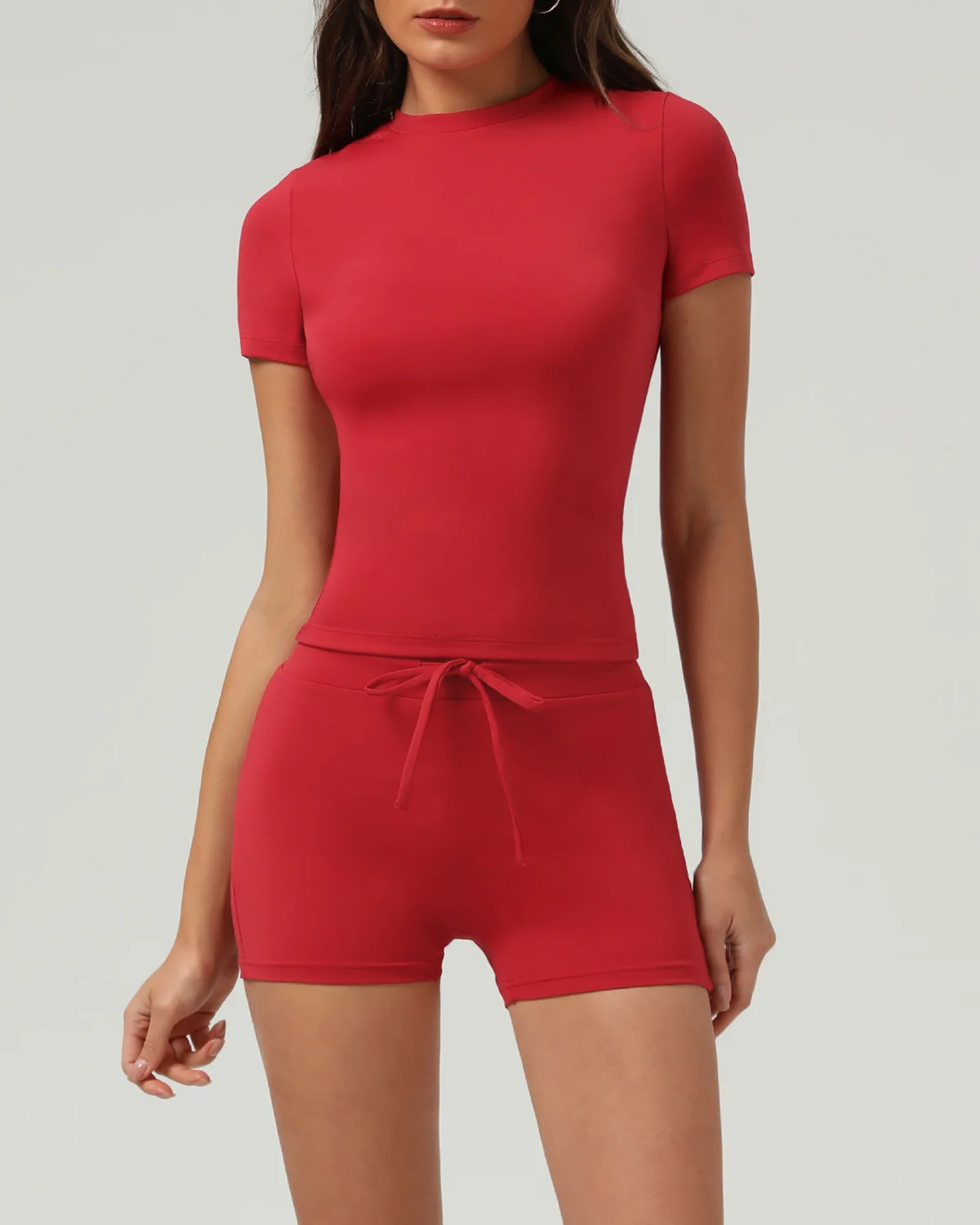 Women's Cut-and-Sew Yoga Set NS280-1 in Red