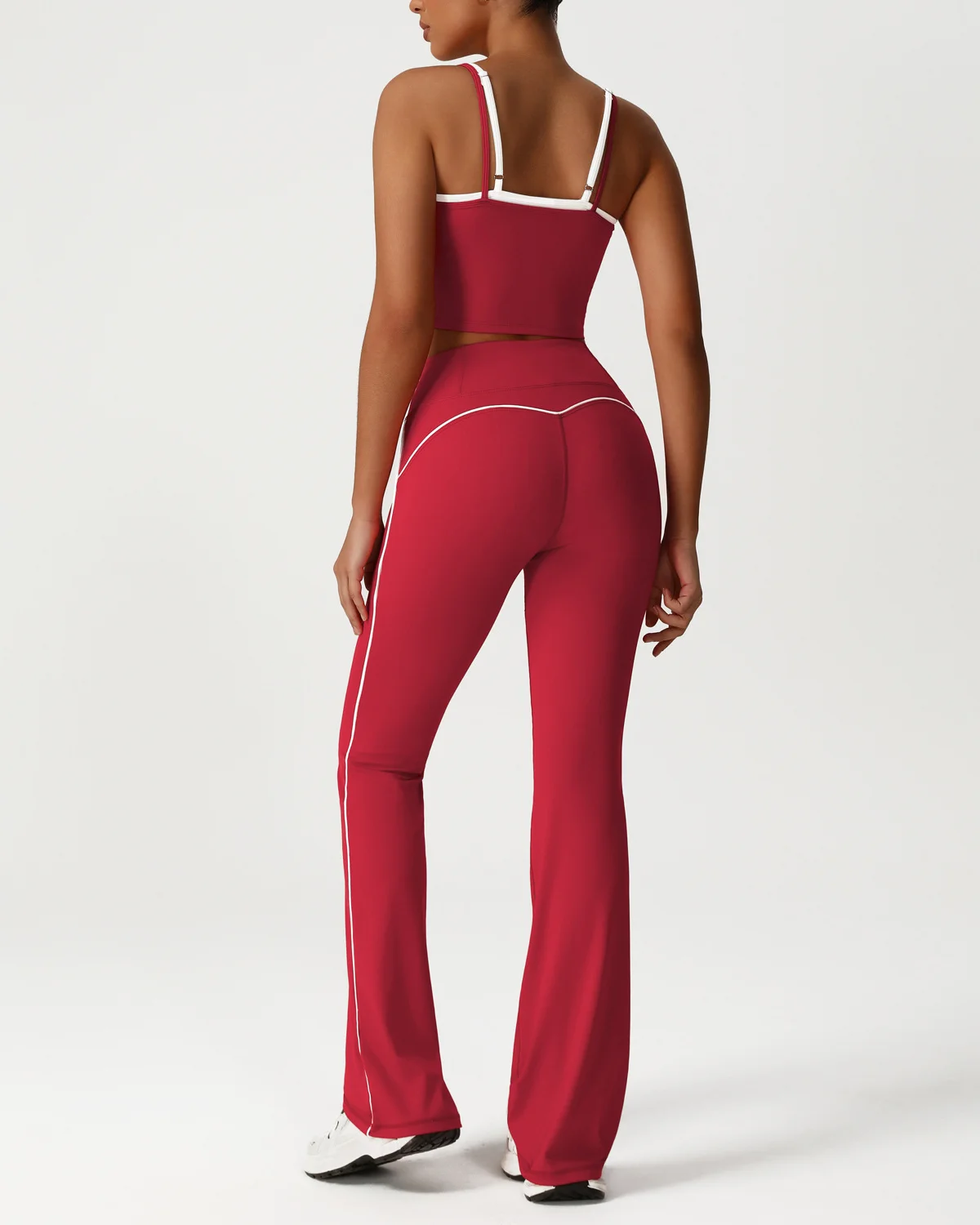 Women's Cut-and-Sew Yoga Set NS283 in Red