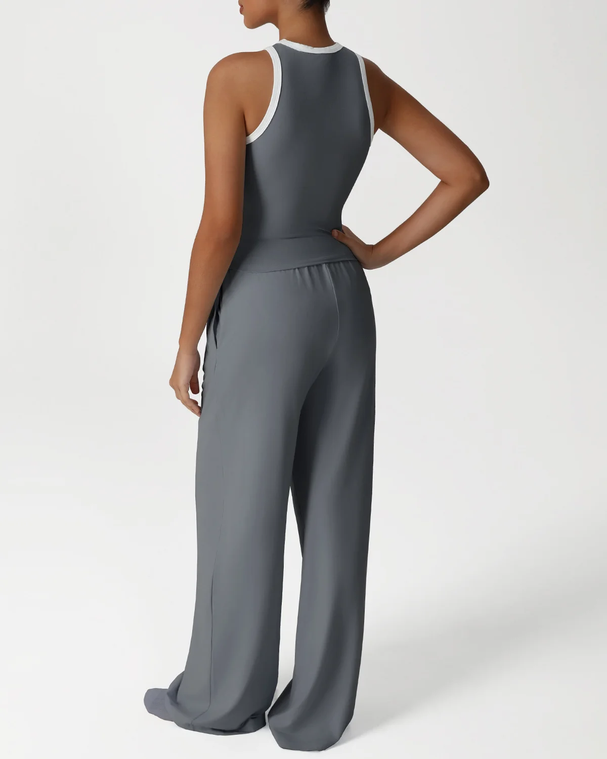 Women's Cut-and-Sew Yoga Set NS285 in Smoky Slate Gray