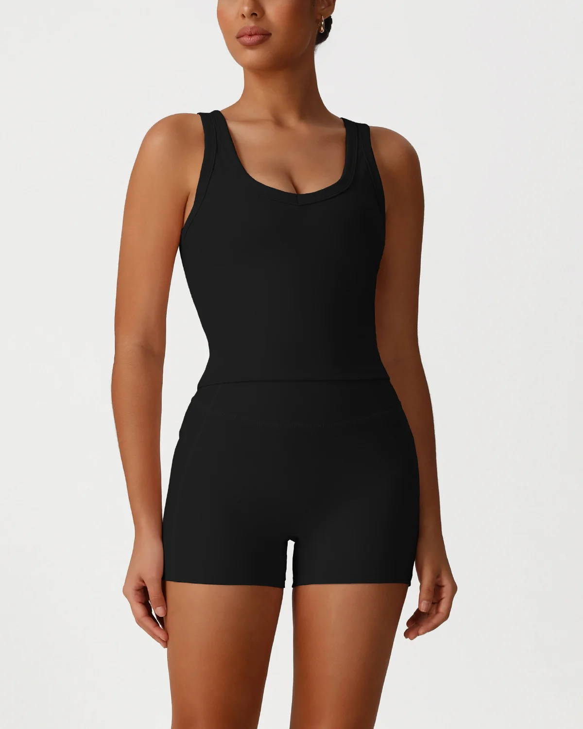 Women's Cut-and-Sew Yoga Set NS286 in Black