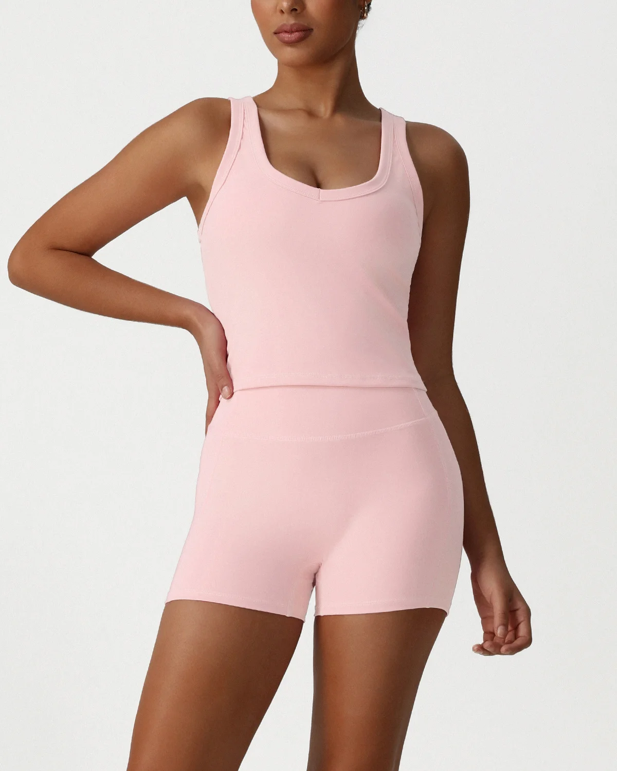 Women's Cut-and-Sew Yoga Set NS286 in Vintage Blush Pink