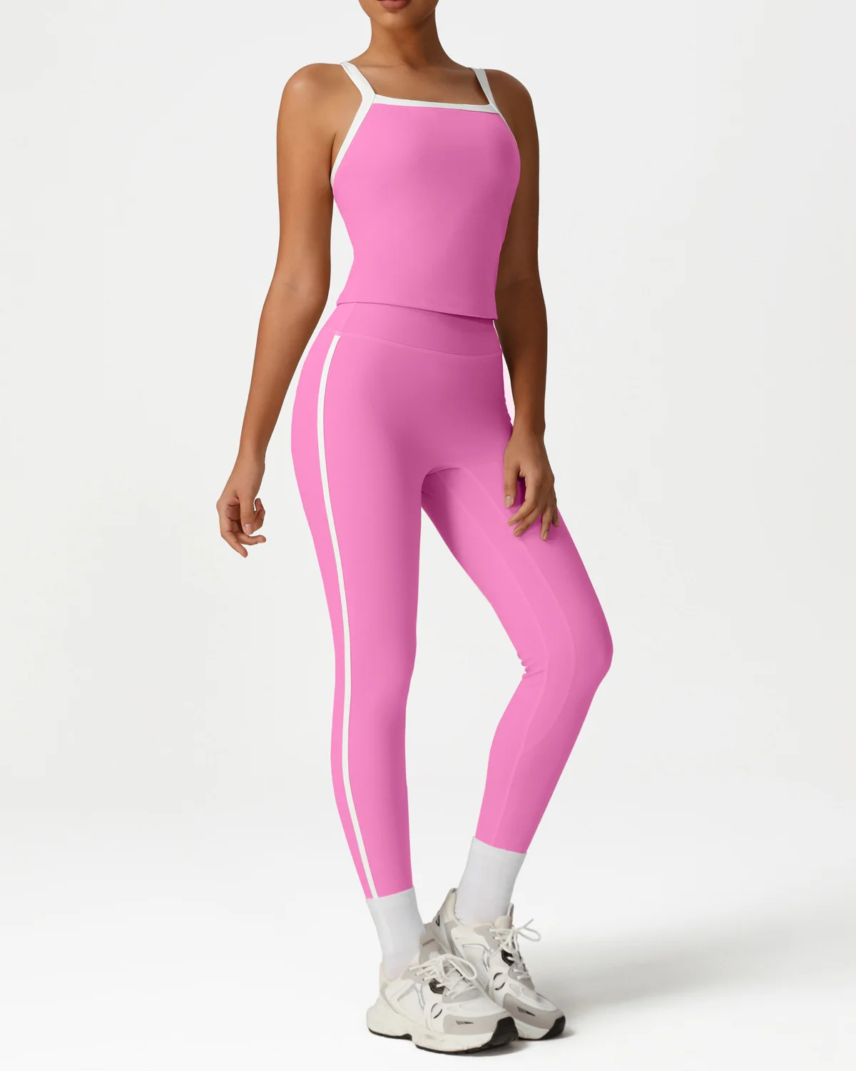 Women's Cut-and-Sew Yoga Set NS287 in Pink