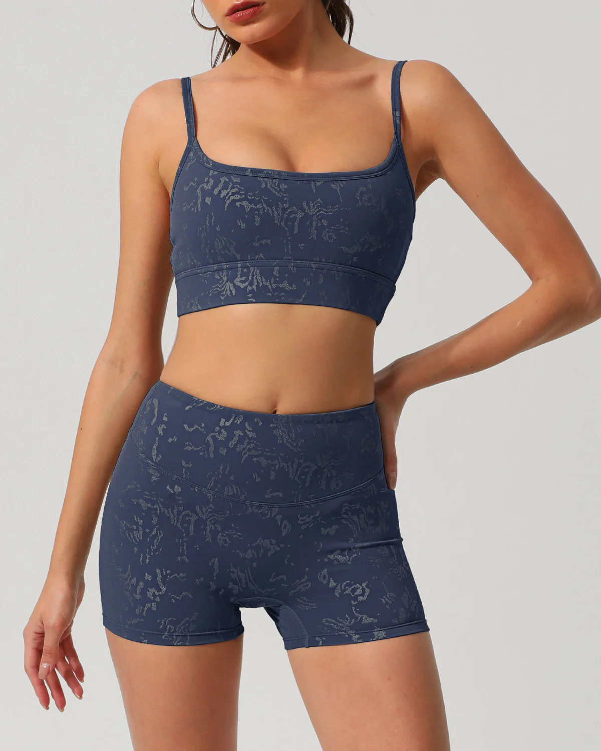 Women's Cut-and-Sew Yoga Set NS290 in Blue
