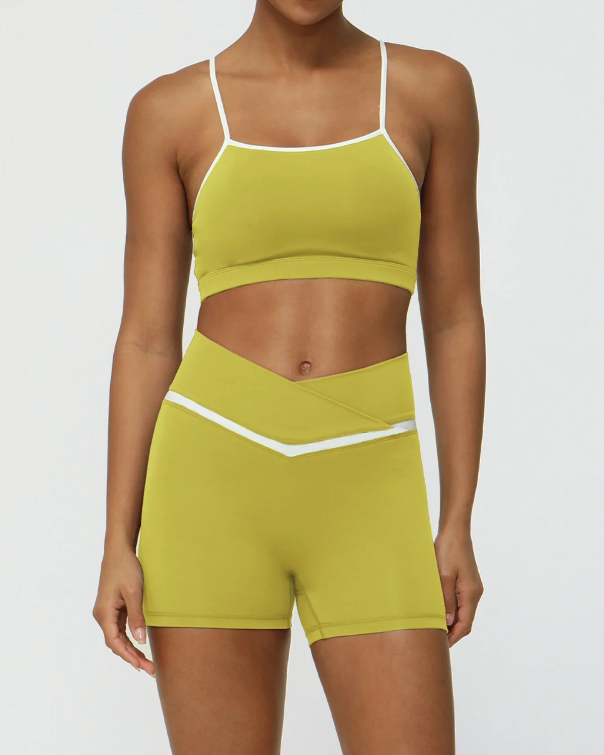 Women's Cut-and-Sew Yoga Set NS292 in Yellow