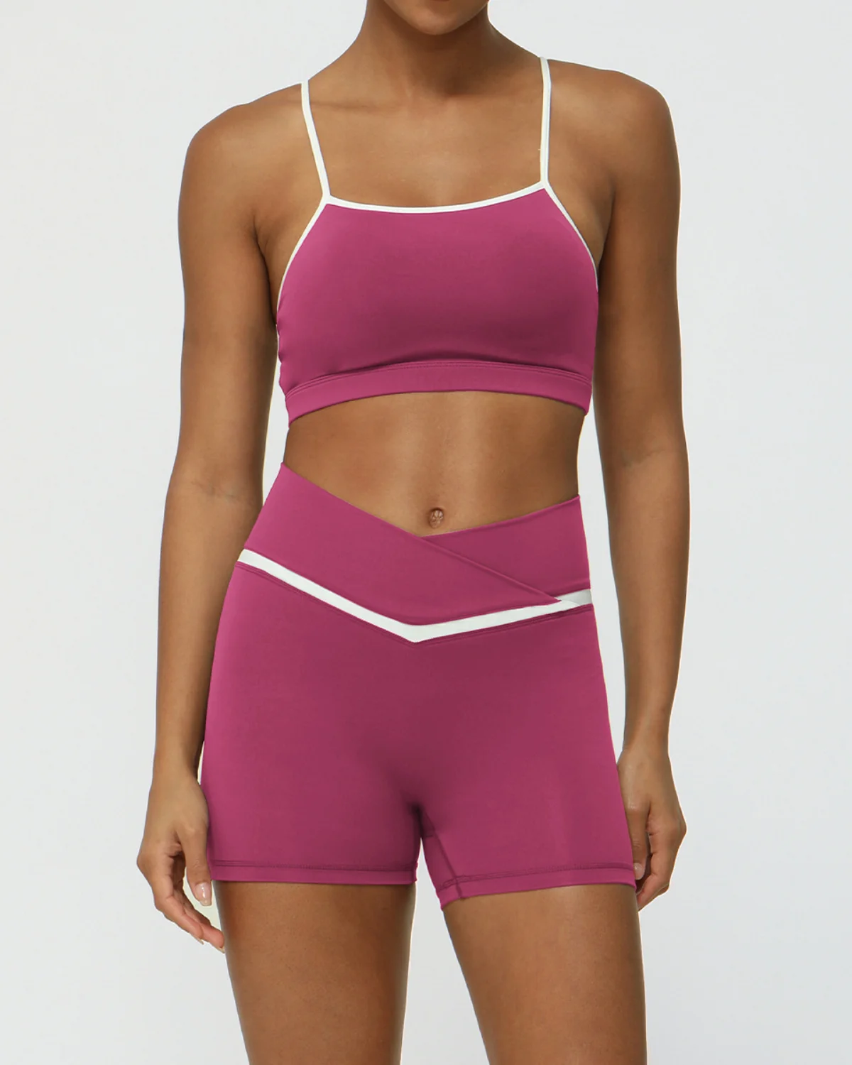 Women's Cut-and-Sew Yoga Set NS292 in Red