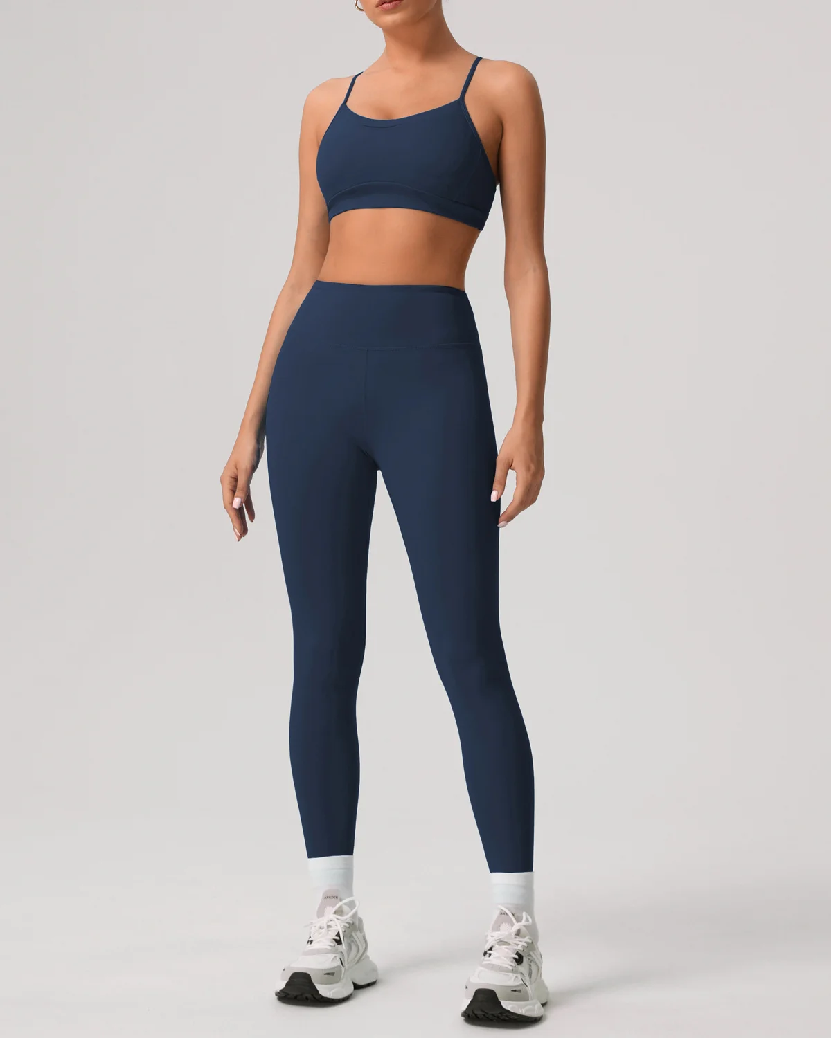 Women's Cut-and-Sew Yoga Set NS297 in Navy Slate
