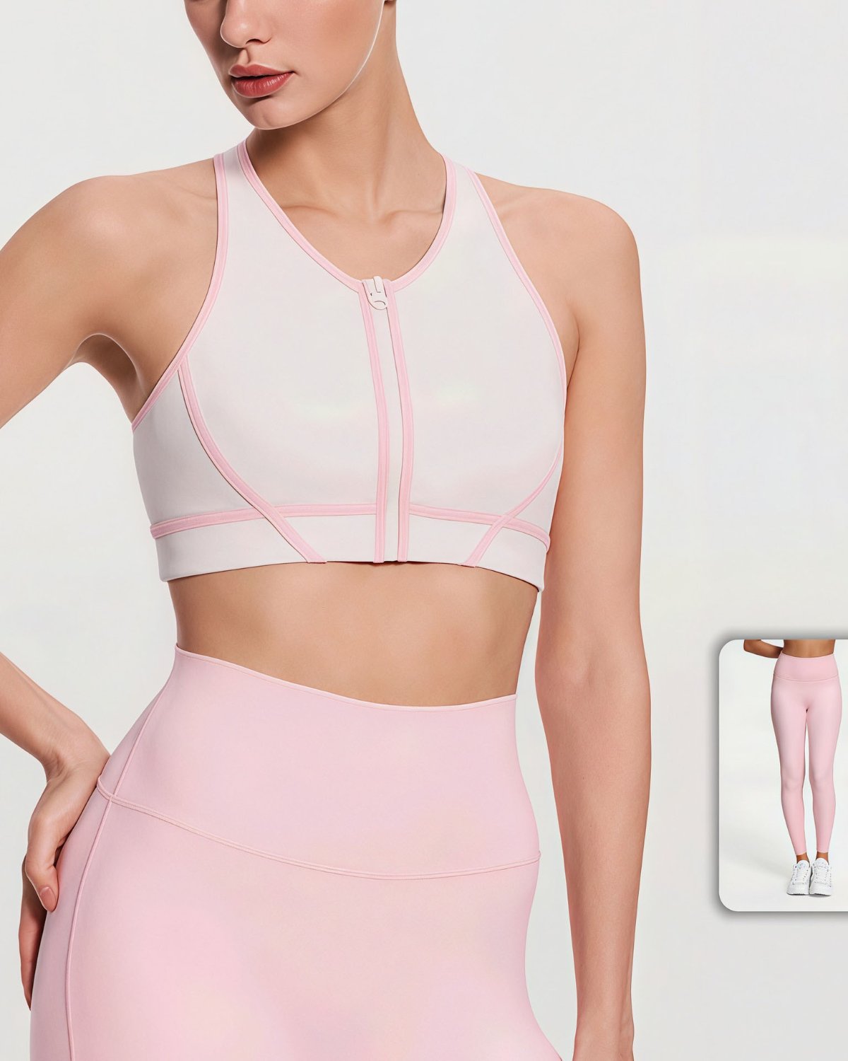 Women's Cut-and-Sew Yoga Set NS33-1 in Pink