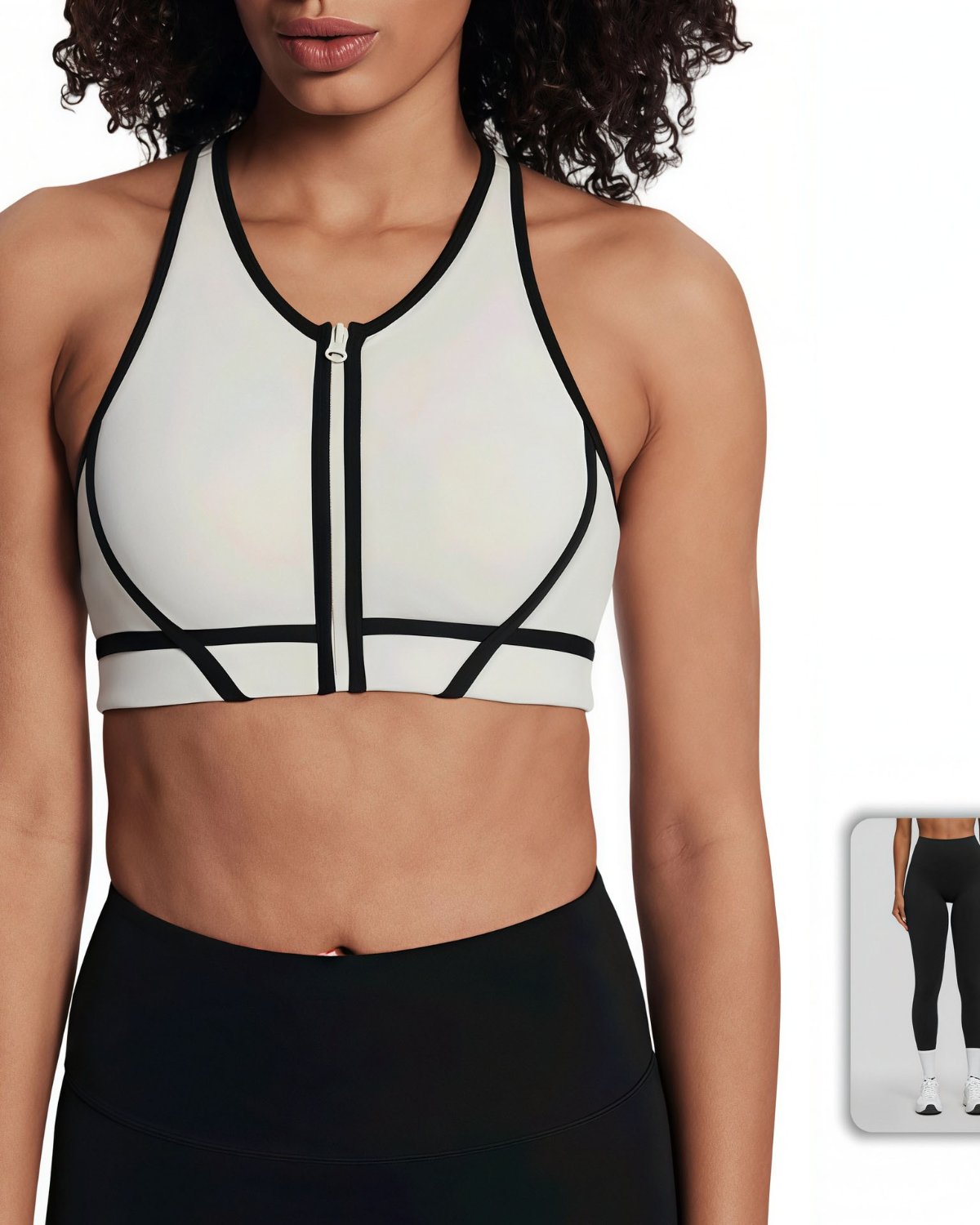 Women's Cut-and-Sew Yoga Set NS33-1 in White