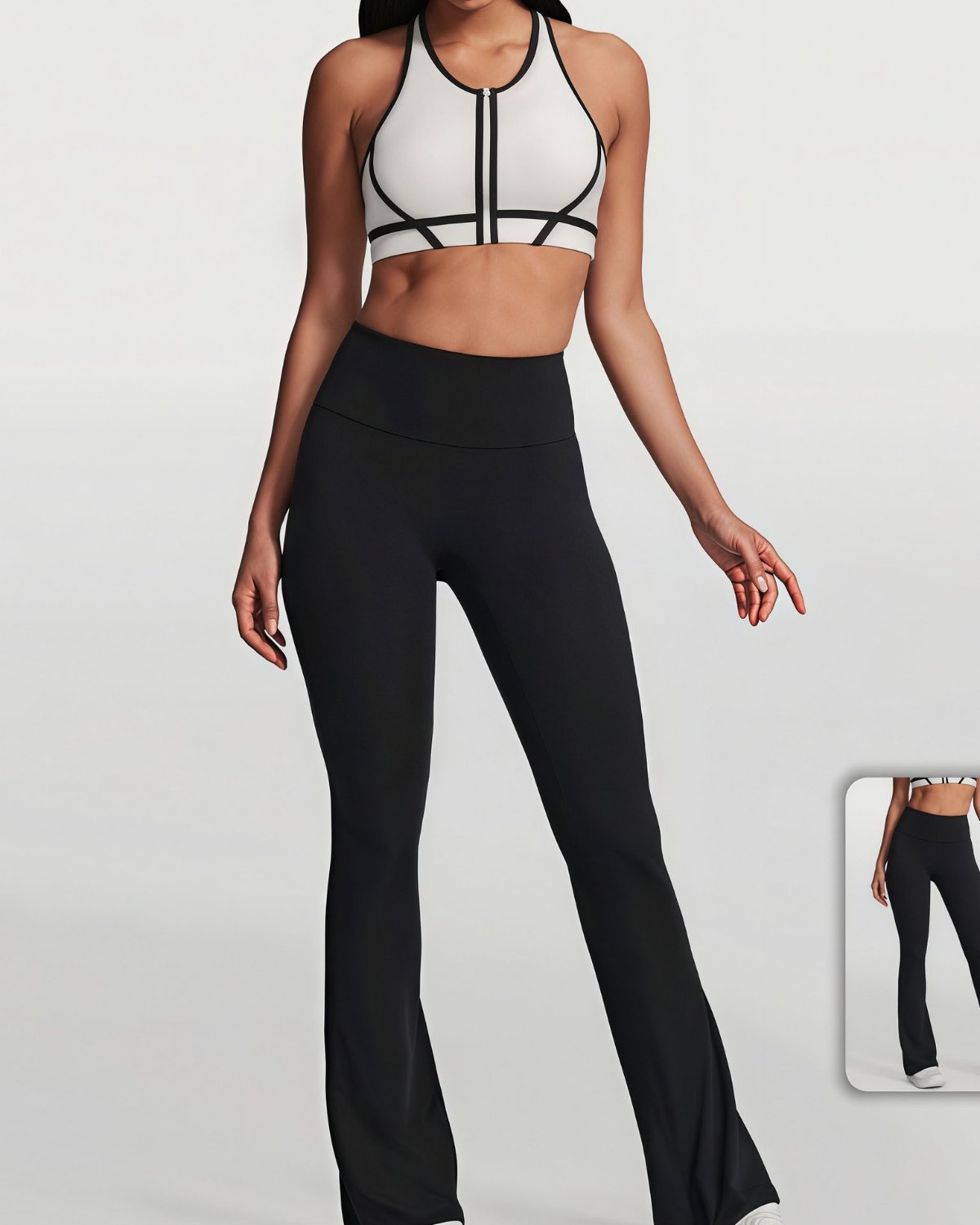 Women's Cut-and-Sew Yoga Set NS33 in Black