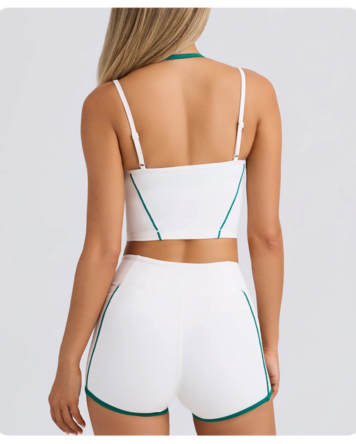 Women's Cut-and-Sew Yoga Set NS38 in White