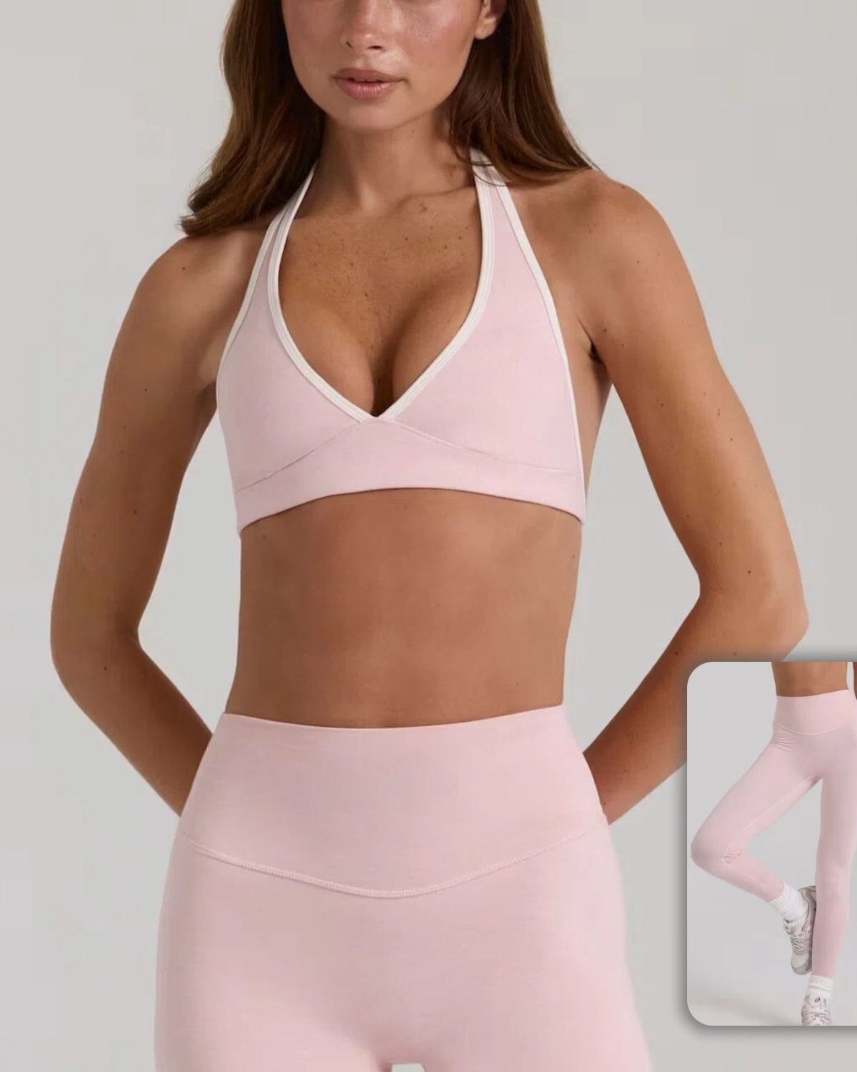 Women's Cut-and-Sew Yoga Set NS42-1 in Pink