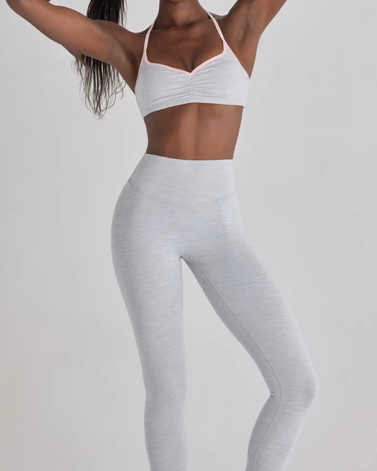 Women's Cut-and-Sew Yoga Set NS44 in Gray