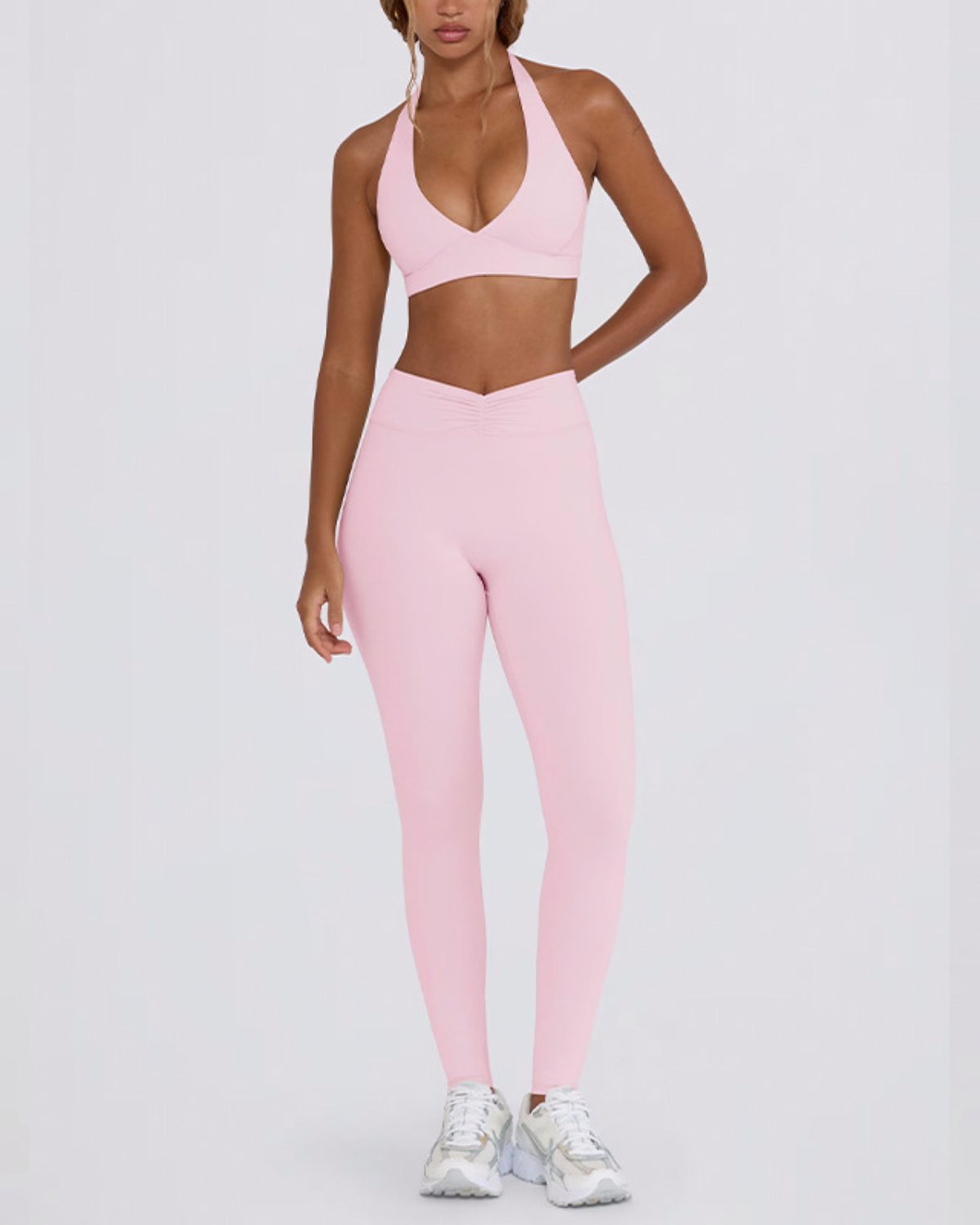 Women's Cut-and-Sew Yoga Set NS47-1 in Pink