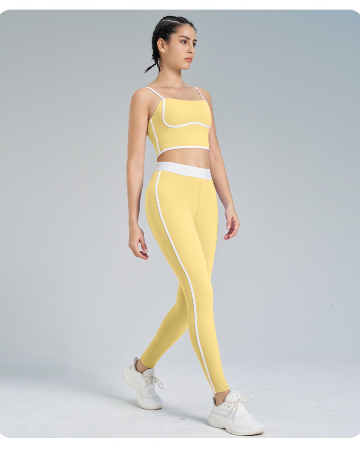 Women's Cut-and-Sew Yoga Set NS54 in Yellow