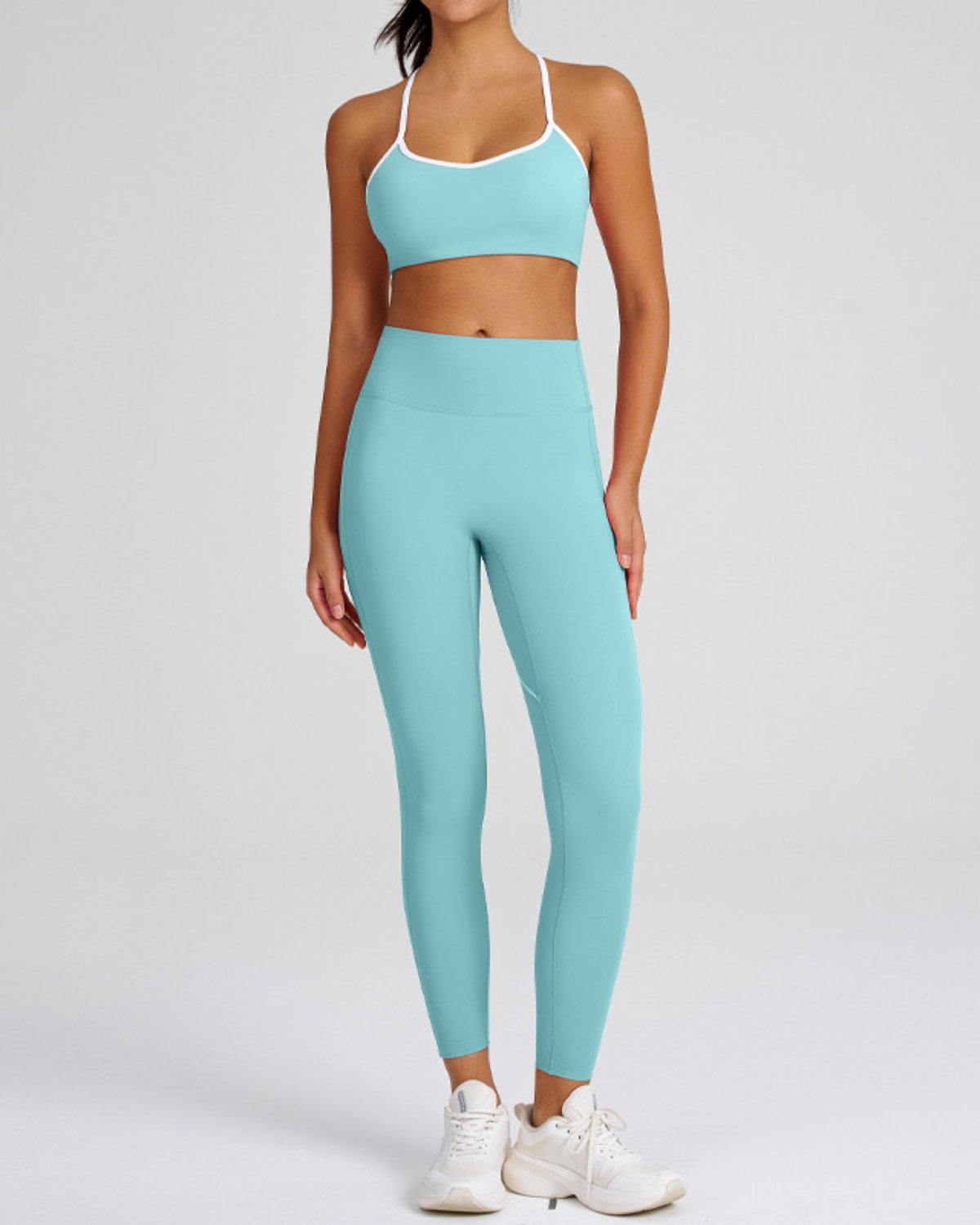 Women's Cut-and-Sew Yoga Set NS56 in Sky Blue