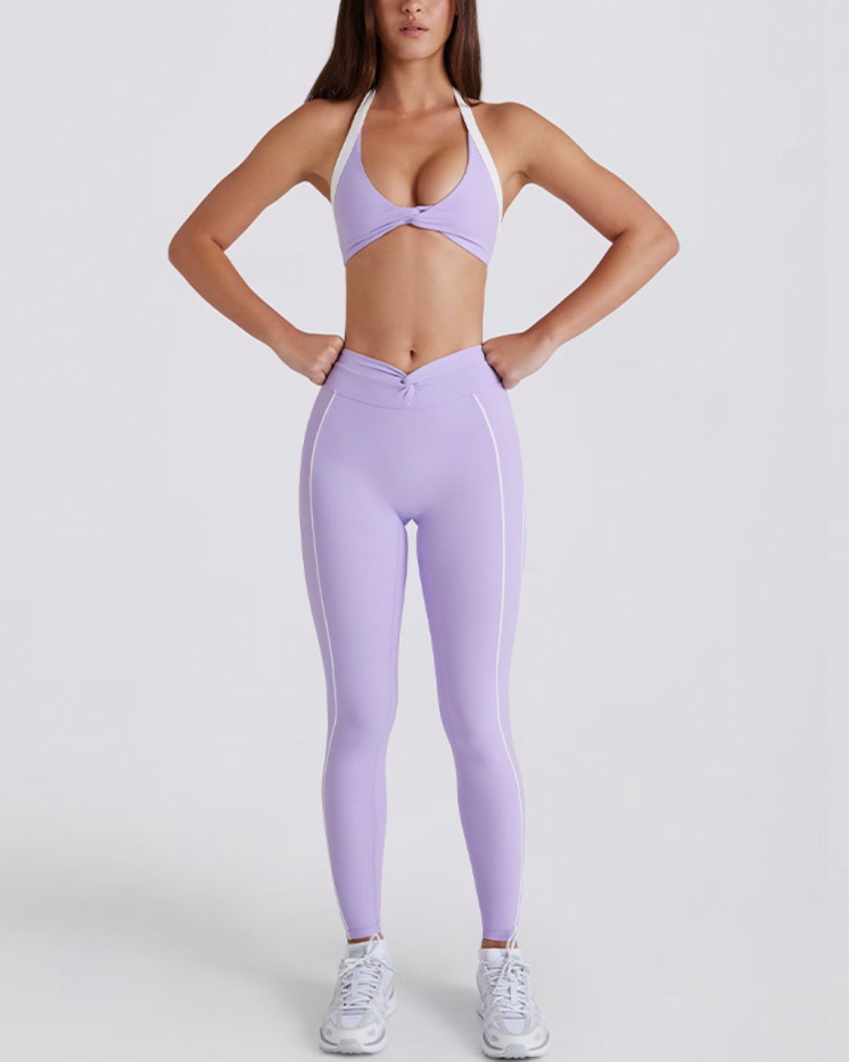 Women's Cut-and-Sew Yoga Set NS57 in Purple