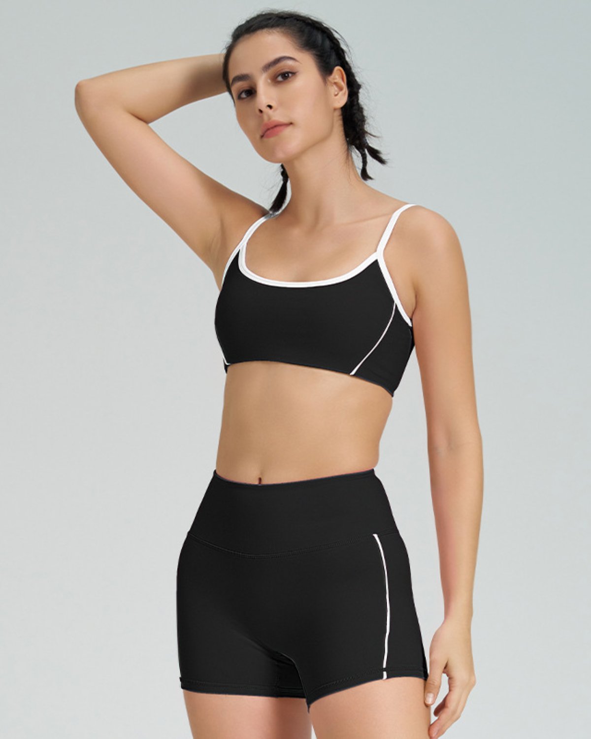 Women's Cut-and-Sew Yoga Set NS58-1 in Black