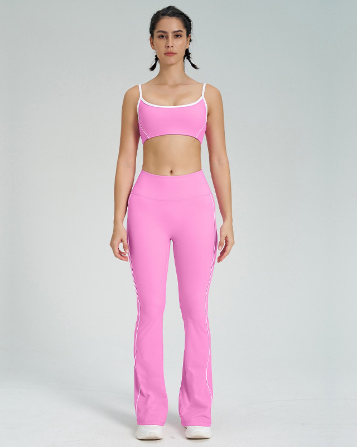 Women's Cut-and-Sew Yoga Set NS58 in Pink