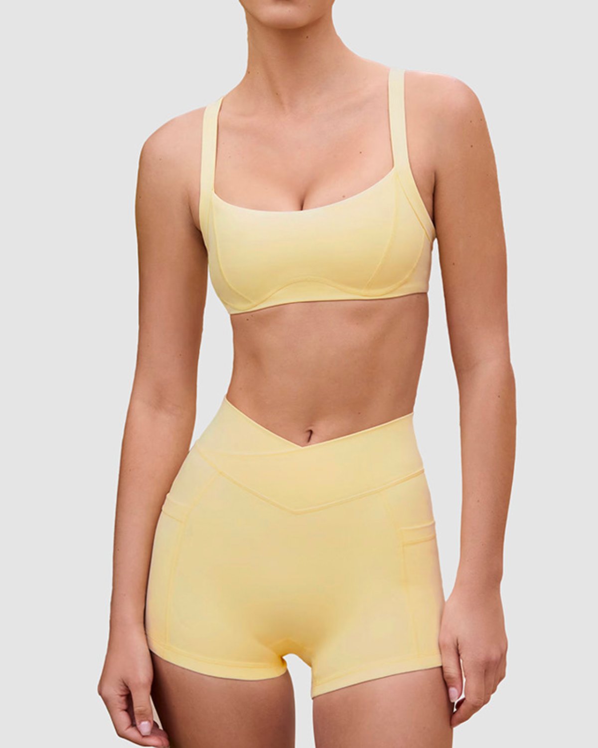 Women's Cut-and-Sew Yoga Set NS60 in Yellow