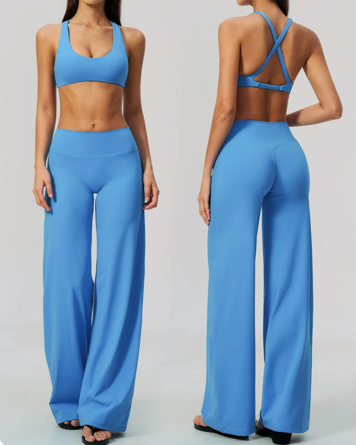 Women's Cut-and-Sew Yoga Set NS600 in Blue