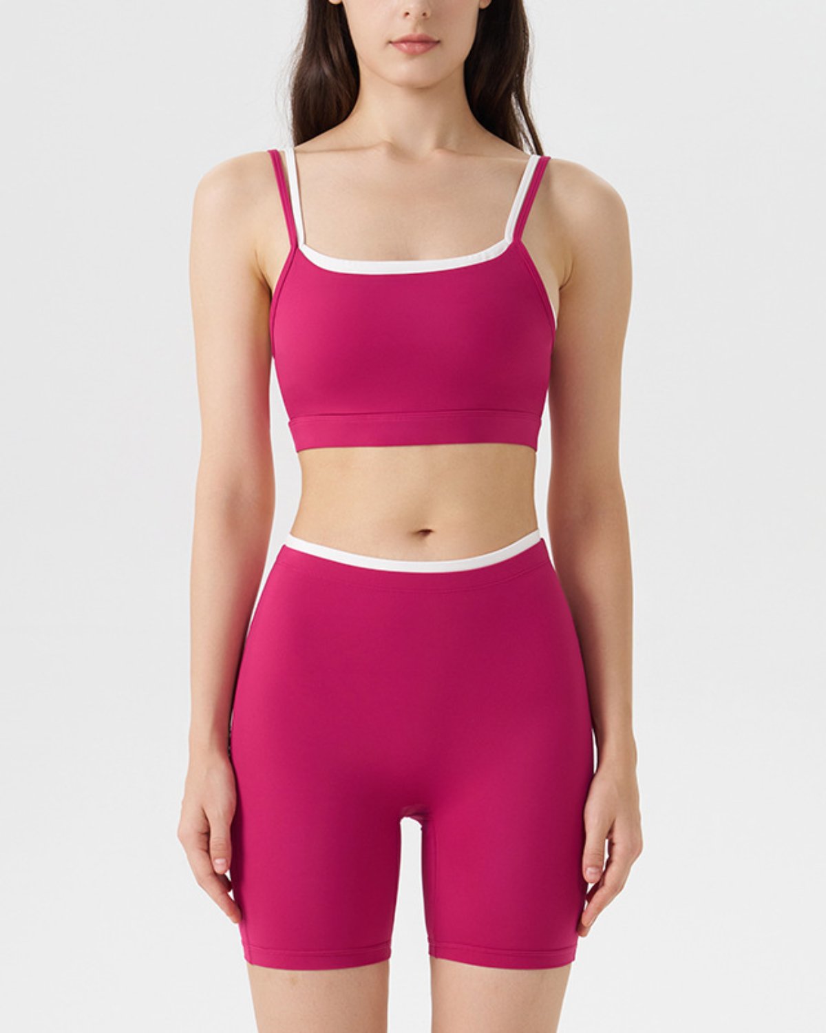 Women's Cut-and-Sew Yoga Set NS61 in Red