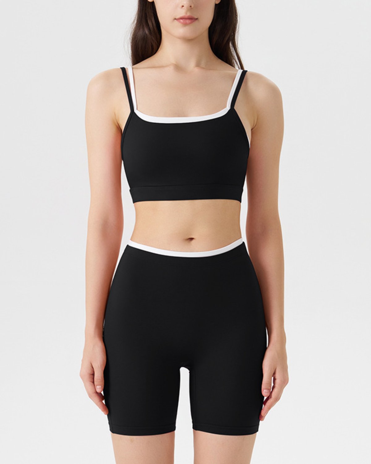 Women's Cut-and-Sew Yoga Set NS61 in Black