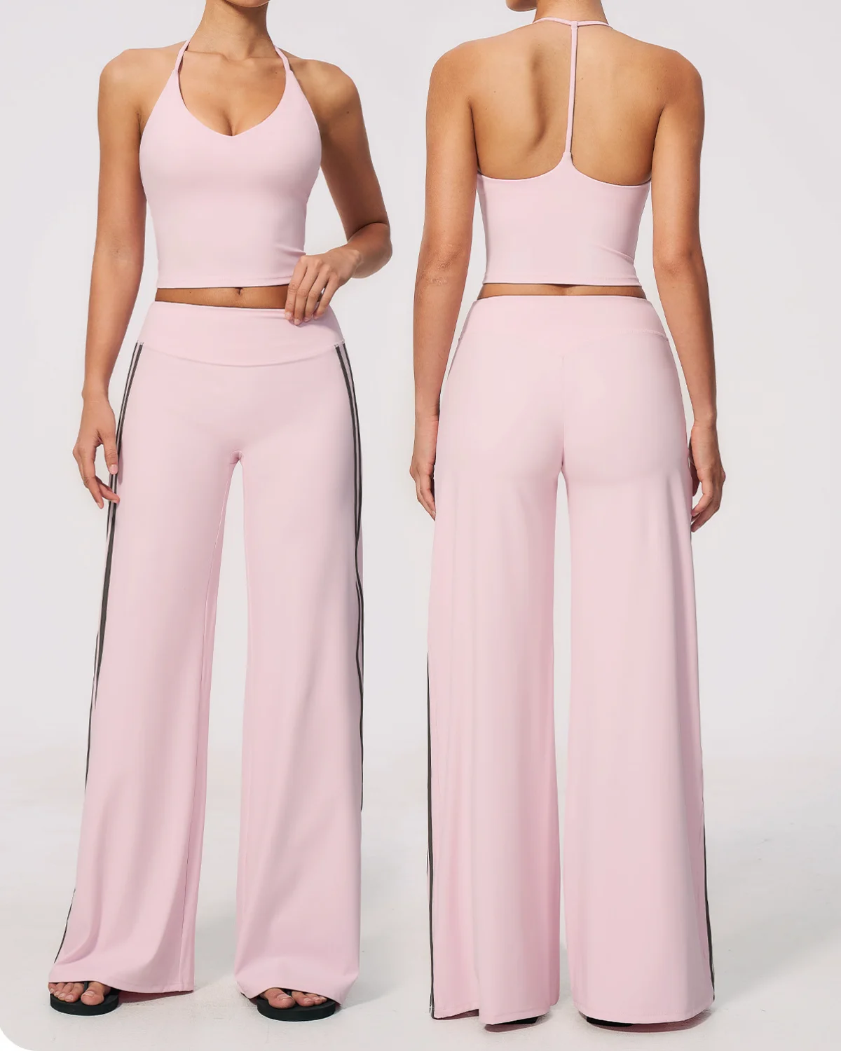 Women's Cut-and-Sew Yoga Set NS616-1 in Pink