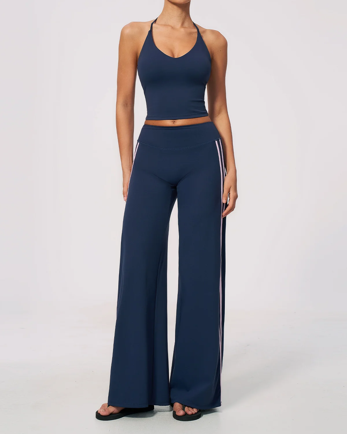 Women's Cut-and-Sew Yoga Set NS616-1 in Navy+pink