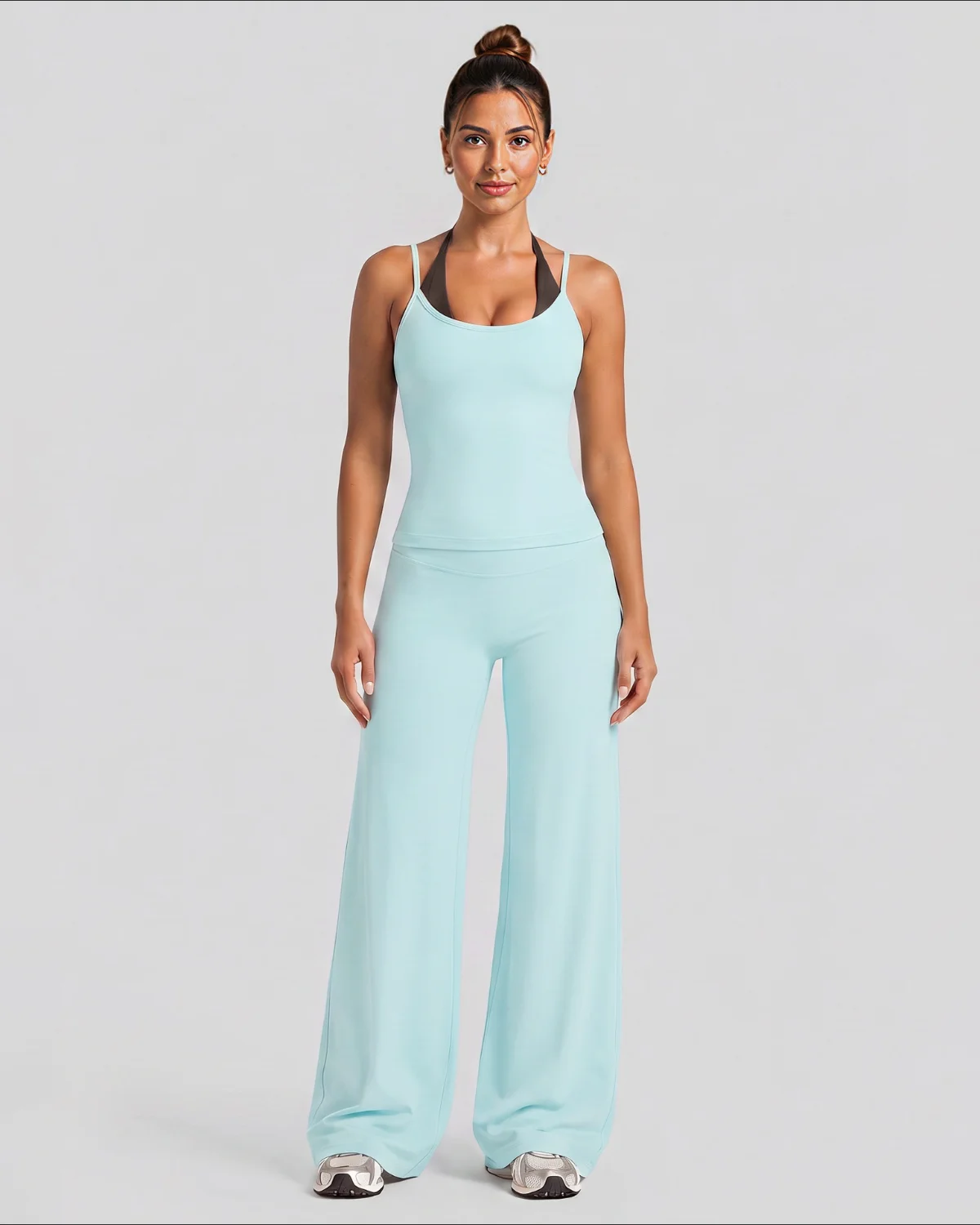 Women's Cut-and-Sew Yoga Set NS618 in Blue