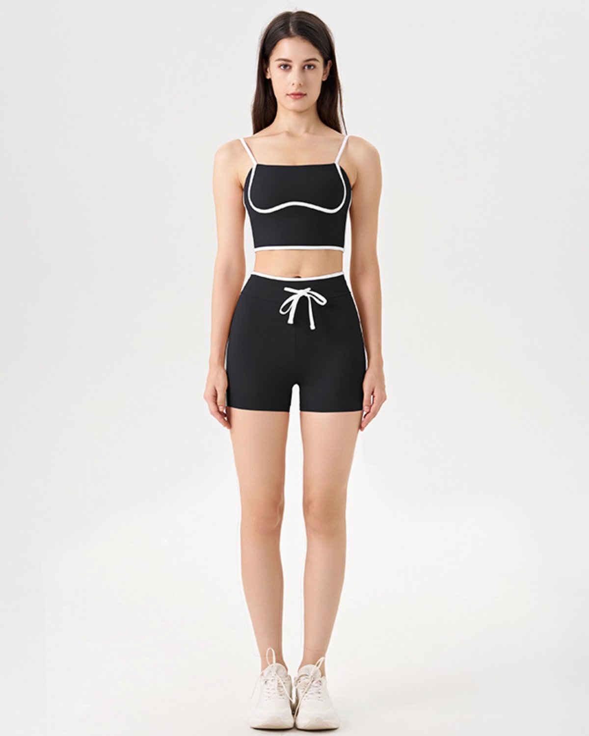 Women's Cut-and-Sew Yoga Set NS62-1 in Black