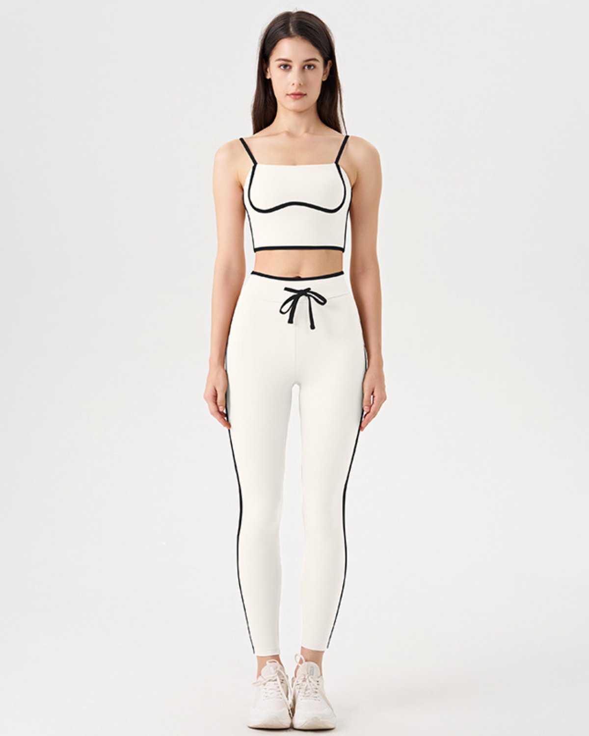 Women's Cut-and-Sew Yoga Set NS62 in White