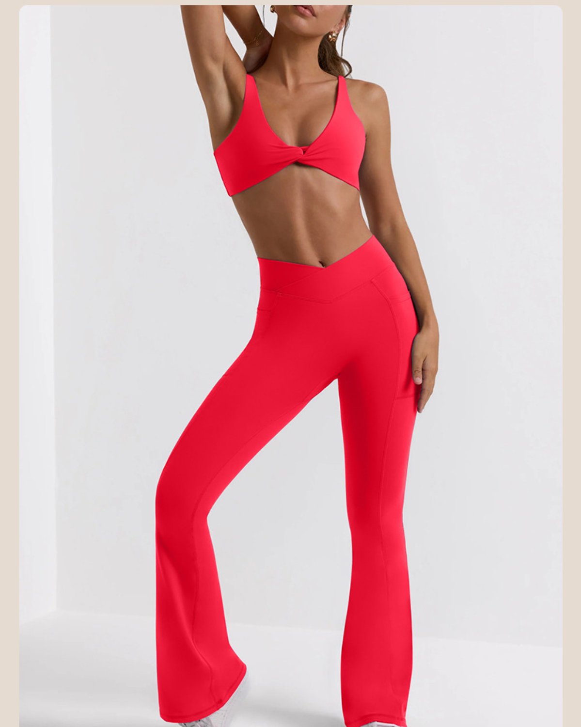 Women's Cut-and-Sew Yoga Set NS66 in Red