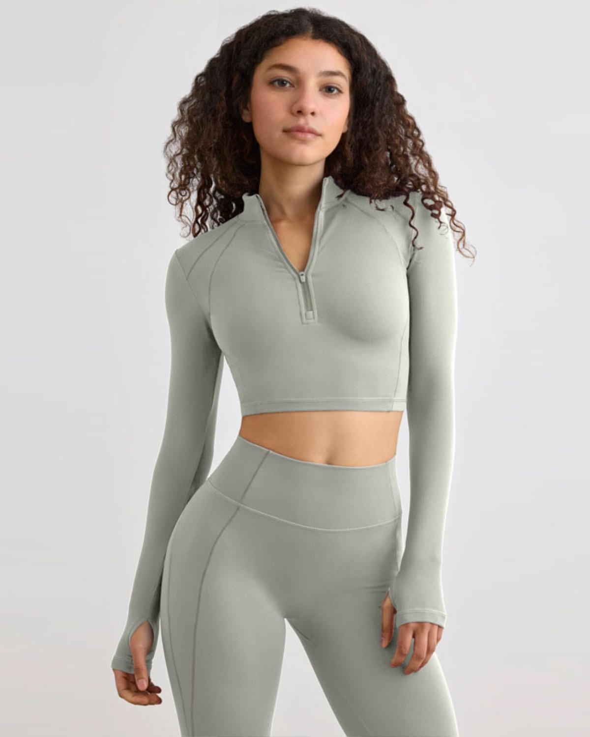Women's Cut-and-Sew Yoga Set NS67 in Grey