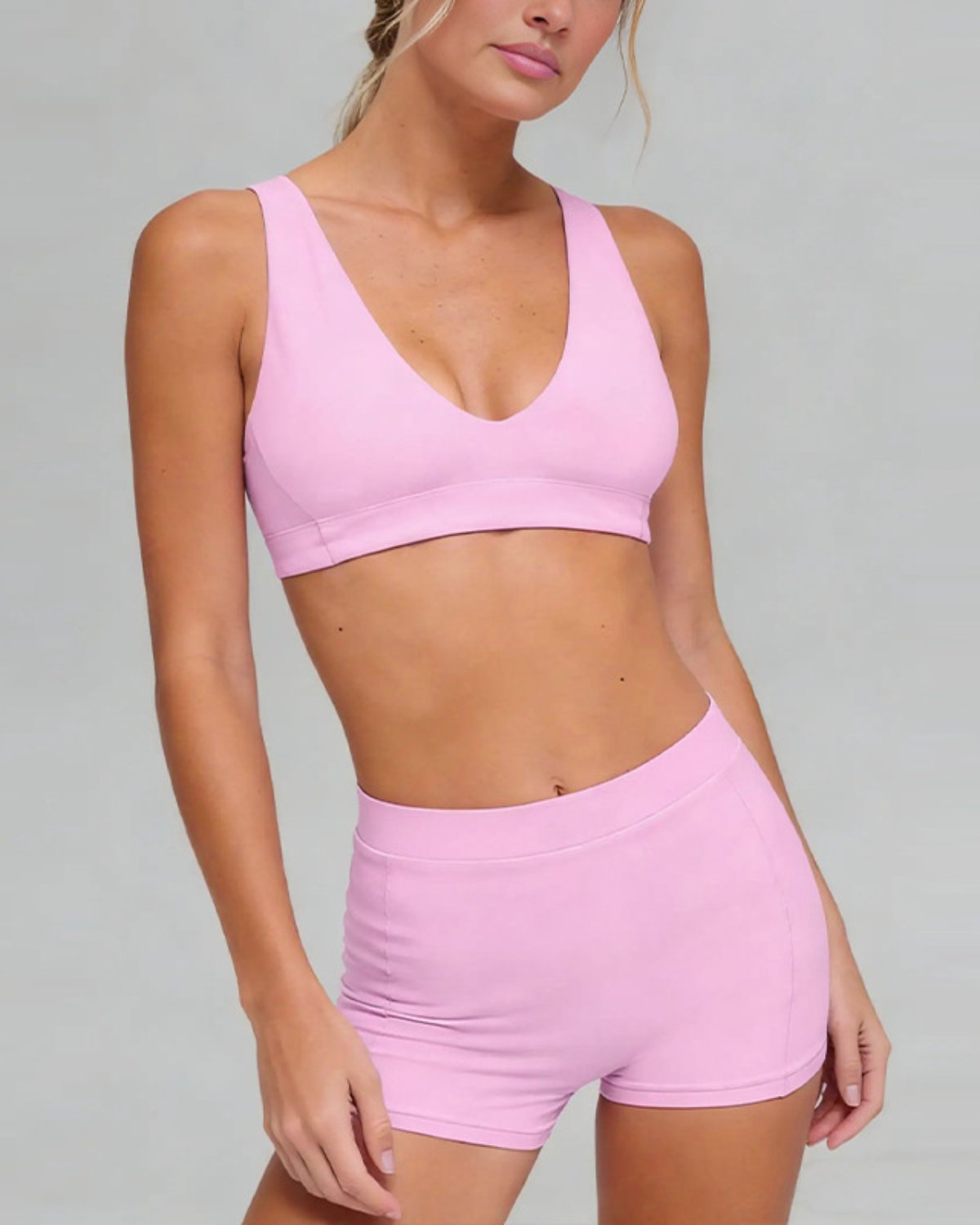 Women's Cut-and-Sew Yoga Set NS71 in Pink