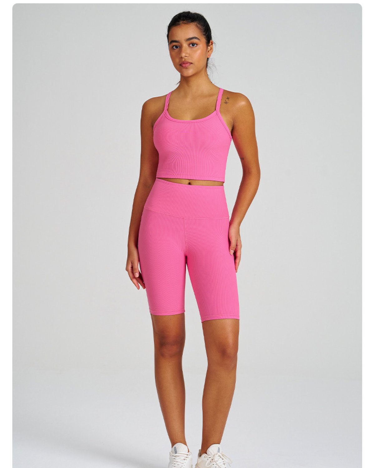 Women's Cut-and-Sew Yoga Set NS72 in Pink