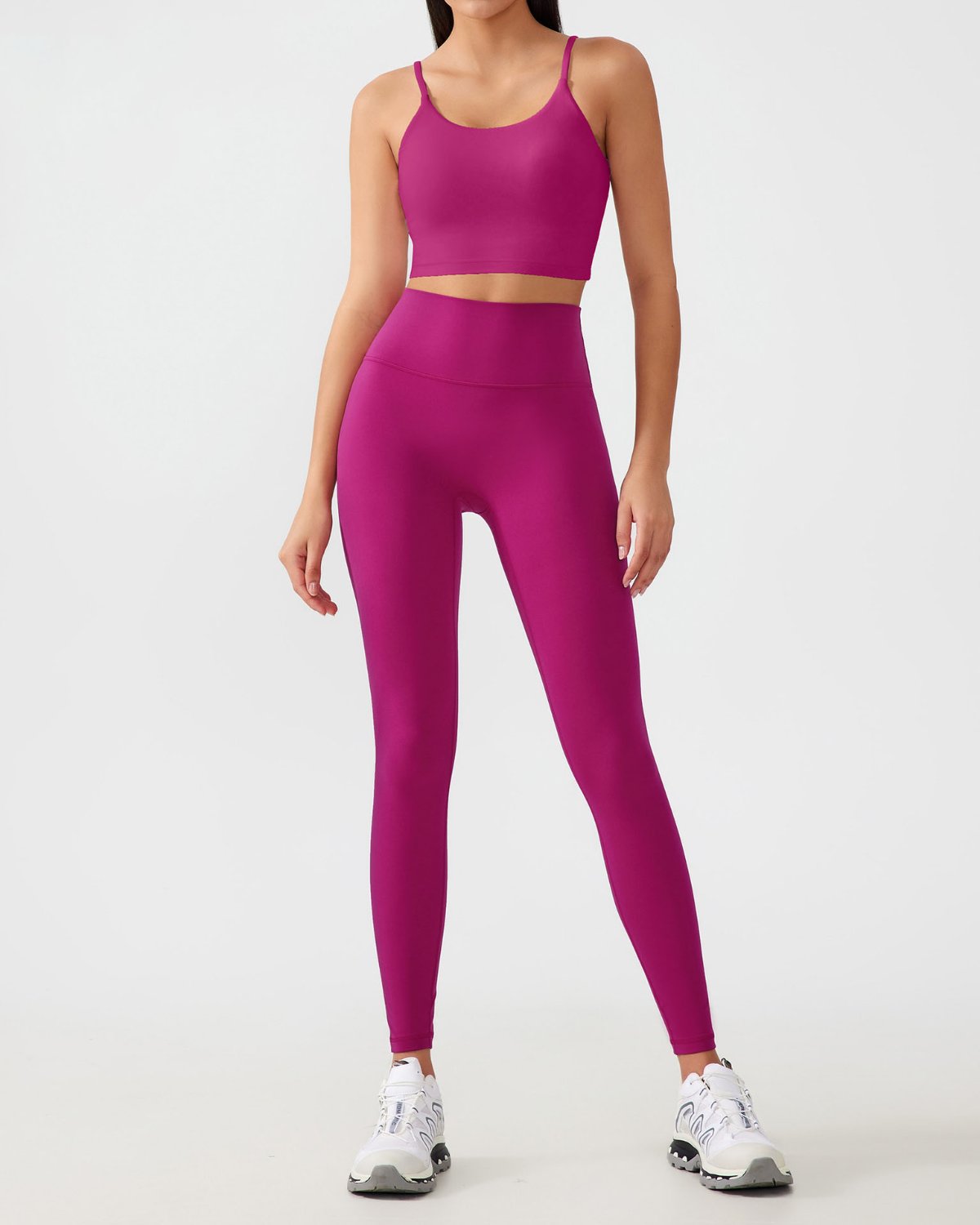 Women's Cut-and-Sew Yoga Set NS82-1 in Magenta