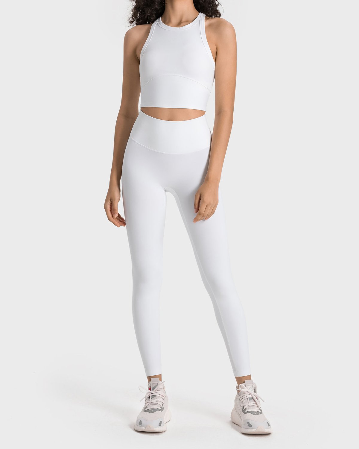 Women's Cut-and-Sew Yoga Set NS83 in White