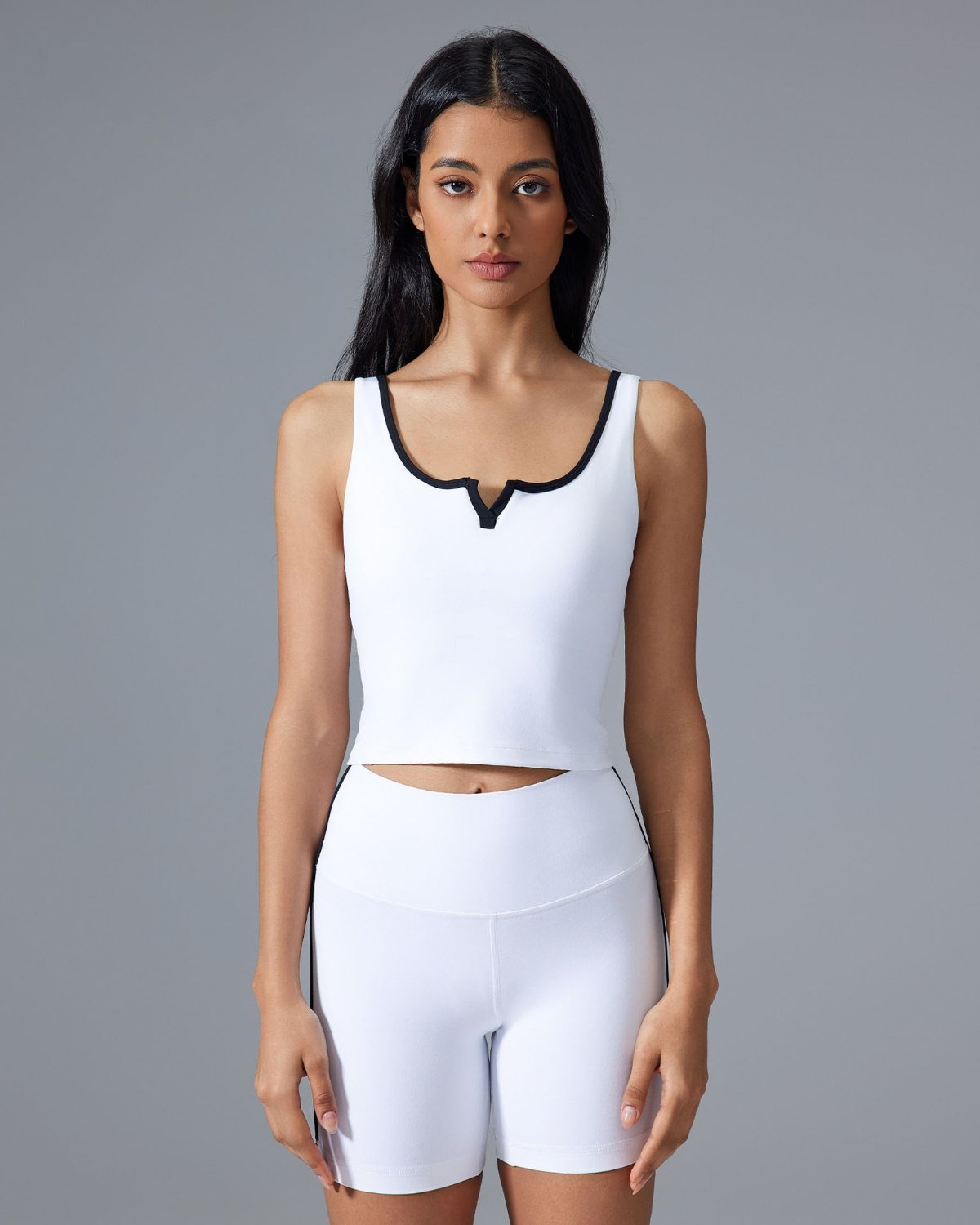 Women's Cut-and-Sew Yoga Set NS85 in White