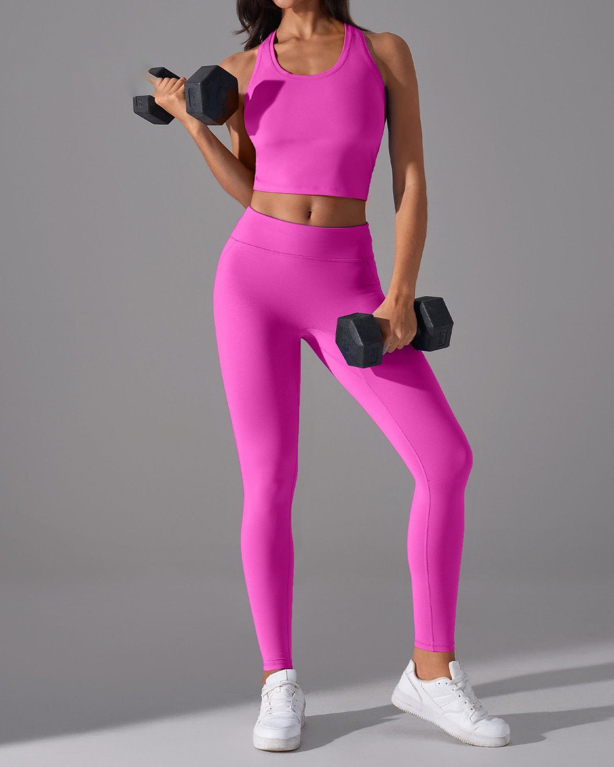 Women's Cut-and-Sew Yoga Set NS86-2 in Pink