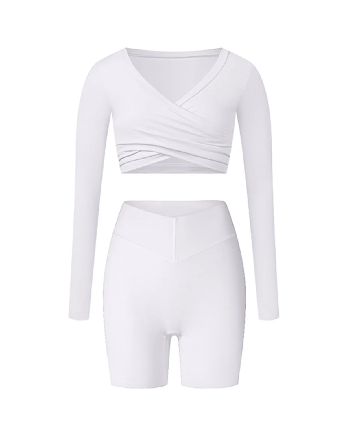 Women's Cut-and-Sew Yoga Set NS93-1 in White