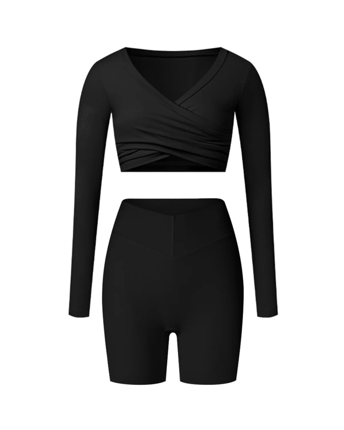 Women's Cut-and-Sew Yoga Set NS93-1 in Black