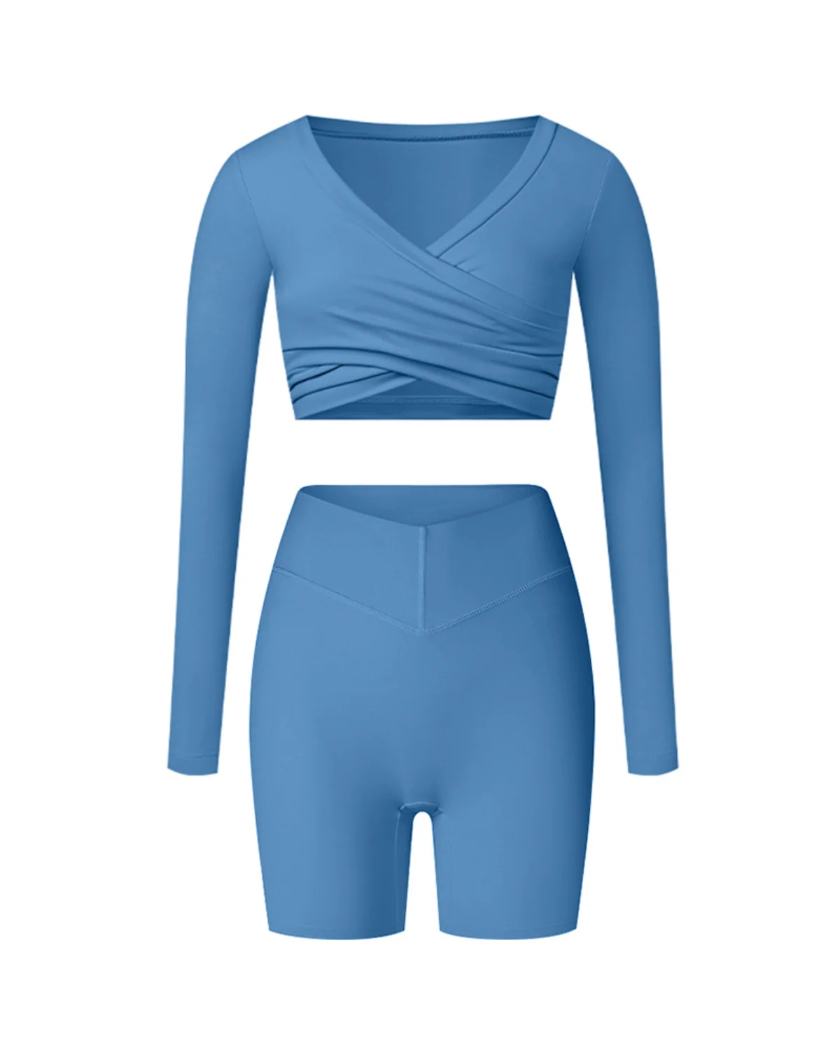 Women's Cut-and-Sew Yoga Set NS93-1 in Steel Blue