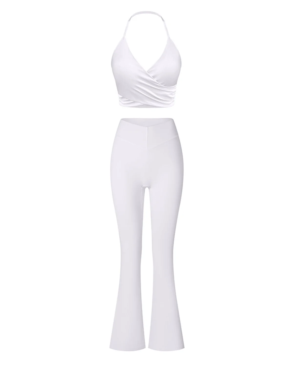 Women's Cut-and-Sew Yoga Set NS93-2 in White