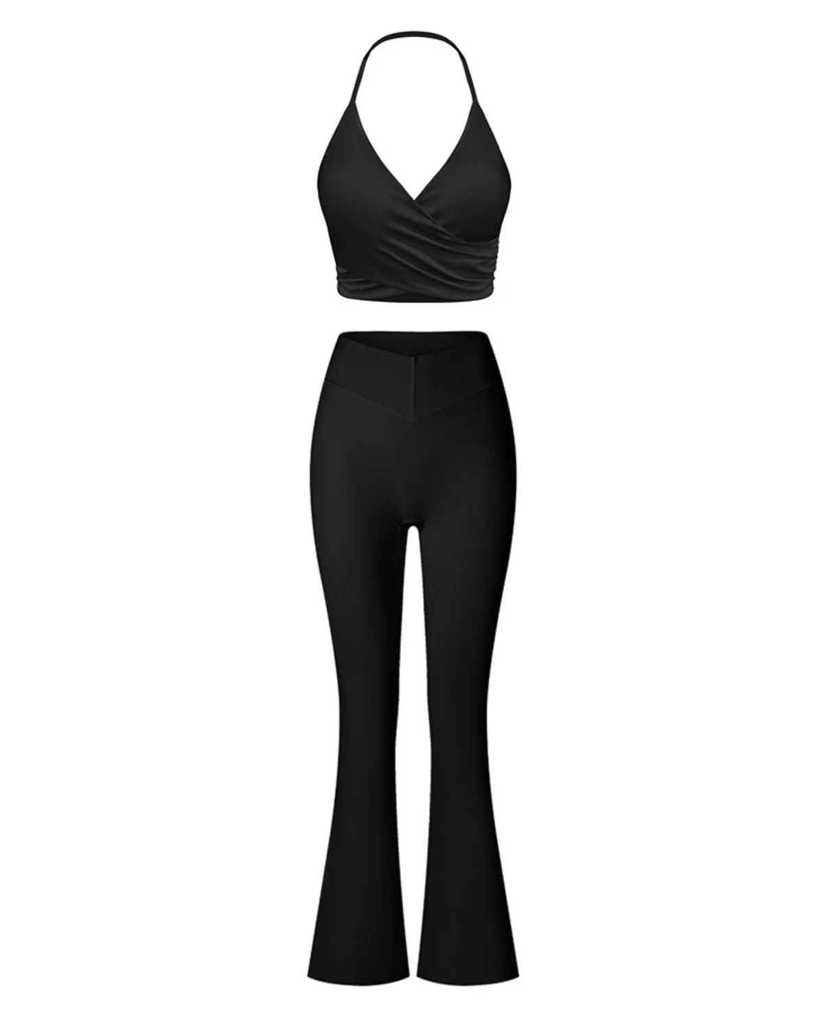 Women's Cut-and-Sew Yoga Set NS93-2 in Black